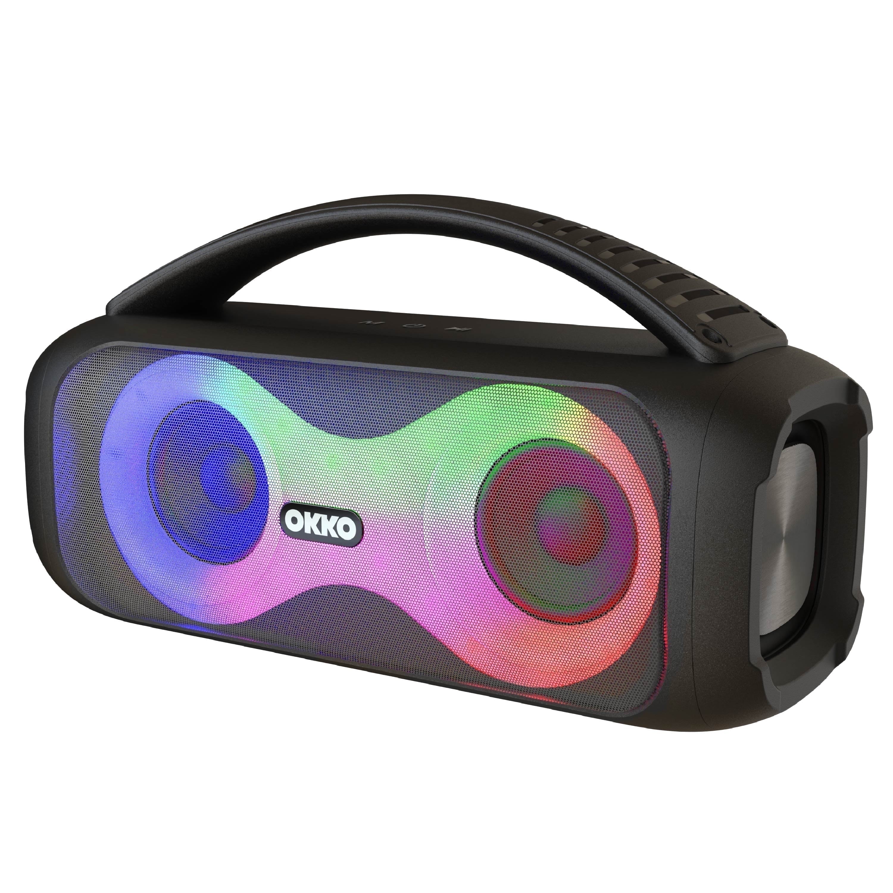 Portable Bluetooth Speaker with LED Lights and Carrying Handle, Black