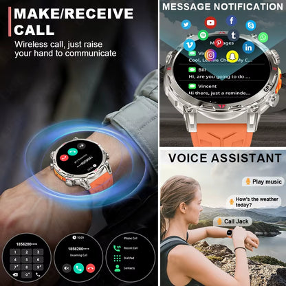 New 530Mah Large Battery GPS Smart Watch Men 1.39" HD Display Outdoor Compass Sports Fitness Bluetooth Call Men Smartwatch