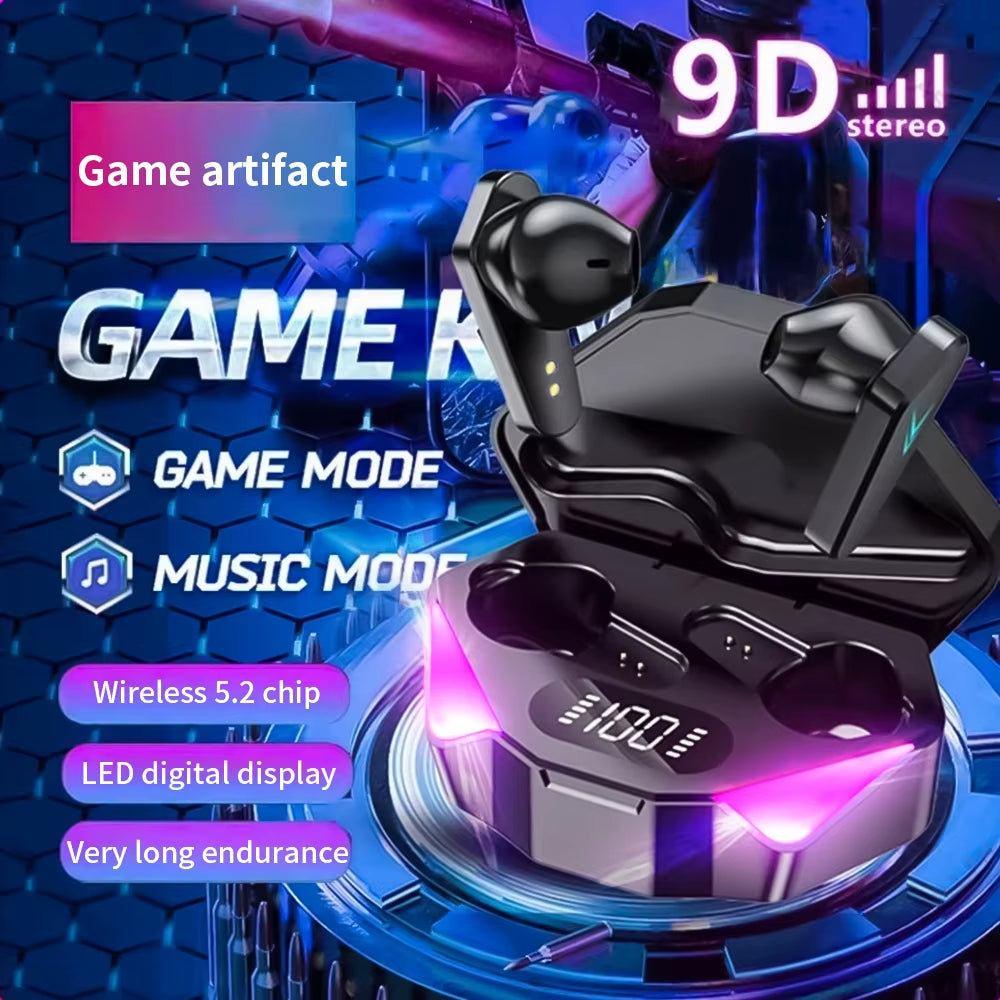 Wireless Bluetooth Headphones with LED Battery Display and Charger Case HIFI Sound Quality Music Game Sports Headphon