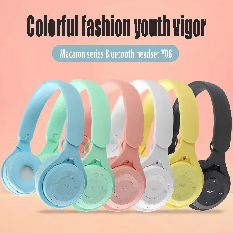 Stereo Y08 Headset 5.3 Bluetooth Headset Folding Wireless Sports Earphone Gaming Headsets Over-Ear Headphones for Android Ios