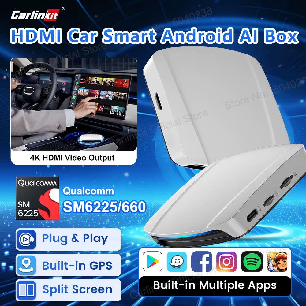 2025  HDMI Video Output Android 13 Carplay AI Box SM6225 8-Core Android Auto Wireless Carplay Split Screen Smart TV Box