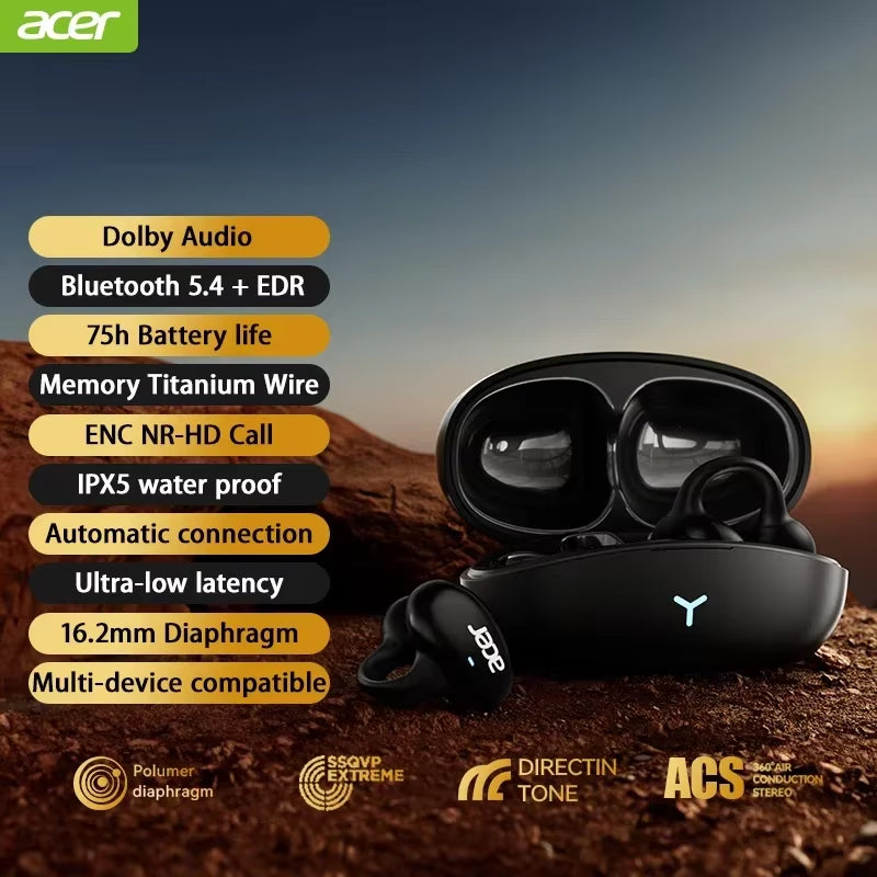 OHR206 Clip-On OWS Bluetooth Earphpones IP5 Waterproof Dolby Sound Quality AAC/SBC Wireless Sports Bluetooth 5.4 Headphones