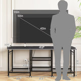 Entertainment Center for up to 55 Inch Tvs, TV Stand with Power Outlet and Open Storage Shelves, TV Media Console Table for Livi