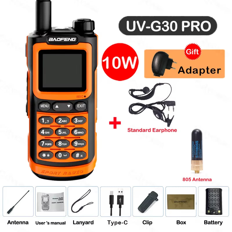 2026  UV-G30 Pro Walkie Talkie Long Range Portable 1000 Channel Ham FM Radios UHF VHF USB-C Charge 2-Way Radio Waterproof