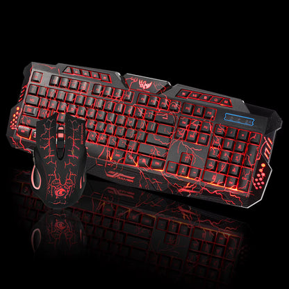 Tricolor Backlight Wired Game Keyboard Set Colorful Light-Emitting Game Keyboard Russian Keyboard