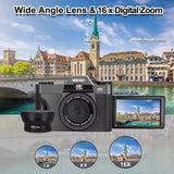 4K Digital Camera for Photography 16X Digital Zoom Vlog Camera for Youtube 75MP Wifi Autofocus Livestream Video Camera Camcorder