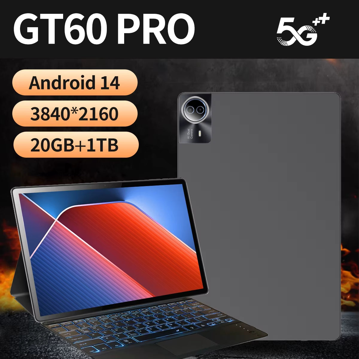 2025 Global Edition 14-Inch Android Tablet! 20GB RAM + 1TB Storage, 5G Dual SIM, 12900Mah Battery for Extended Use