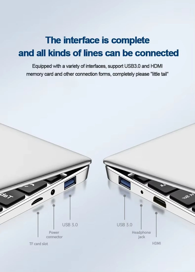 New Laptop Computer Windows 11 Pro  Atom A3950 2025 Notebook PC Gamer 12GB RAM 512GB 1TB SSD 1920*1080 Office Computer