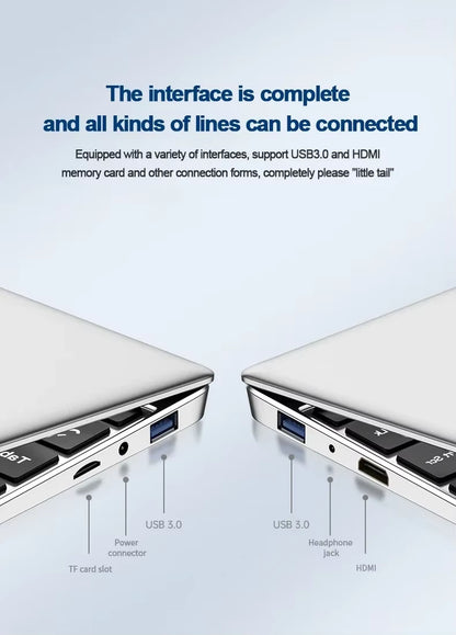 New Laptop Computer Windows 11 Pro  Atom A3950 2025 Notebook PC Gamer 12GB RAM 512GB 1TB SSD 1920*1080 Office Computer