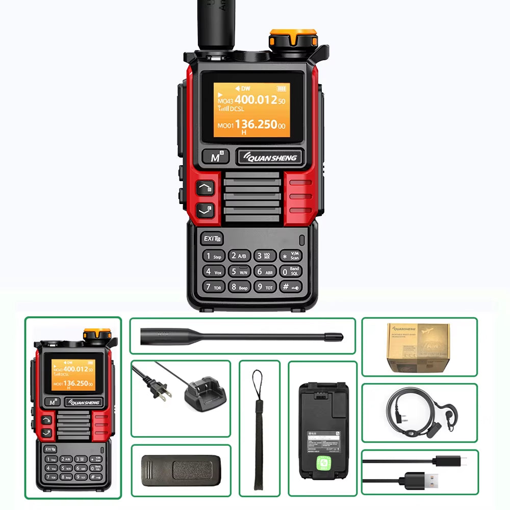 UVK5(99) AM/FM/DTMF Walkie-Talkie 200CH 20-1000MHZ Walkie-Talkie NOAA Weather Forecast with Flash Copy Frequency Tpye-C LCD Disp