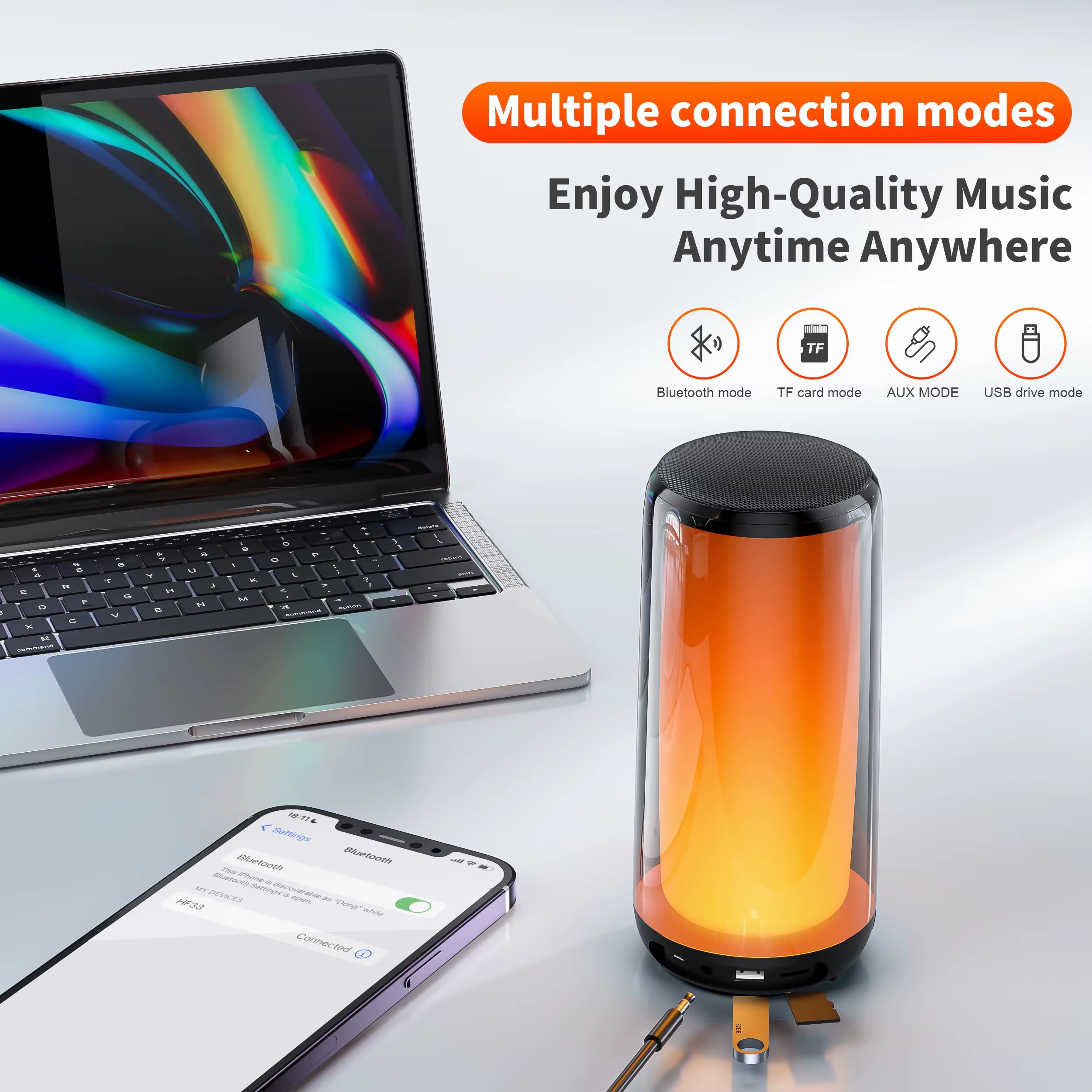 Bluetooth Speaker with Hi-Res 10W Audio,Wireless Hifi Portable Speaker IPX5 Waterproof,Outdoor Multiple Connection Modes,