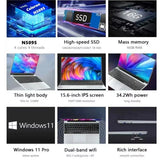 QMDZ 15.6" Laptop Computer  Celeron N5095 Notebook PC 16GB 32GB Ram 128GB-2TB SSD Office Study PC Windows 11 1080P Laptops