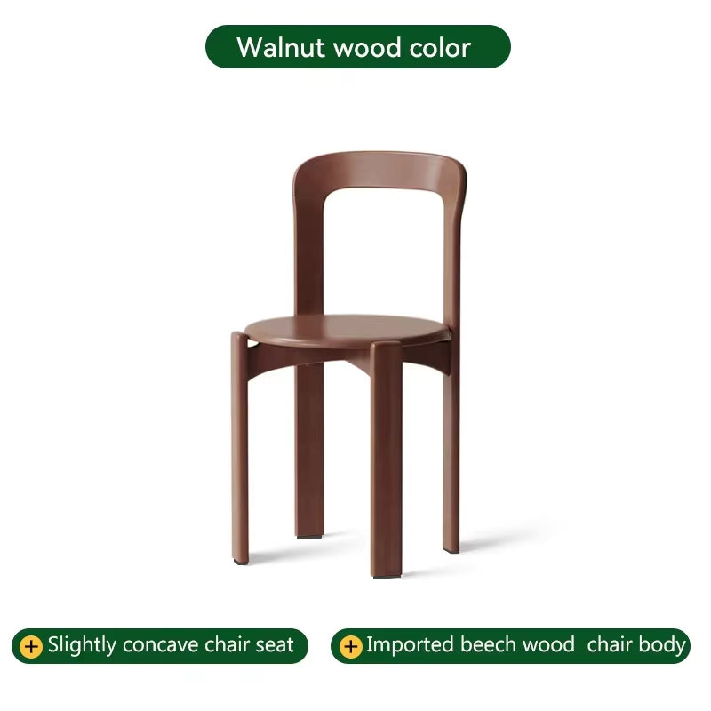 Rey Chair Nordic Beech Solid Wood Plywood Dining Stackable Vintage Curved Backrest Swiss Chair