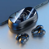 New Mirror Surface Digital Display Soft Silicone Ear Clip Wireless Bluetooth Earphones with Noise Reduction, High-Definition Sound, Lossless for Sports