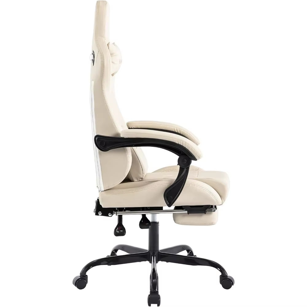 Ergonomic Massage Gaming Chair with Adjustable Rocker Recliner, Lumbar Cushion, and Footrest for Comfortable Video Gaming Experi