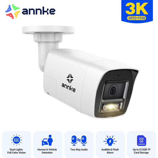 3K IR Network Security IP Camera 2.8 Mm Support Flashing/ Audio Alarm Two-Way Audio Smart Dual-Light Waterproof POE Camera