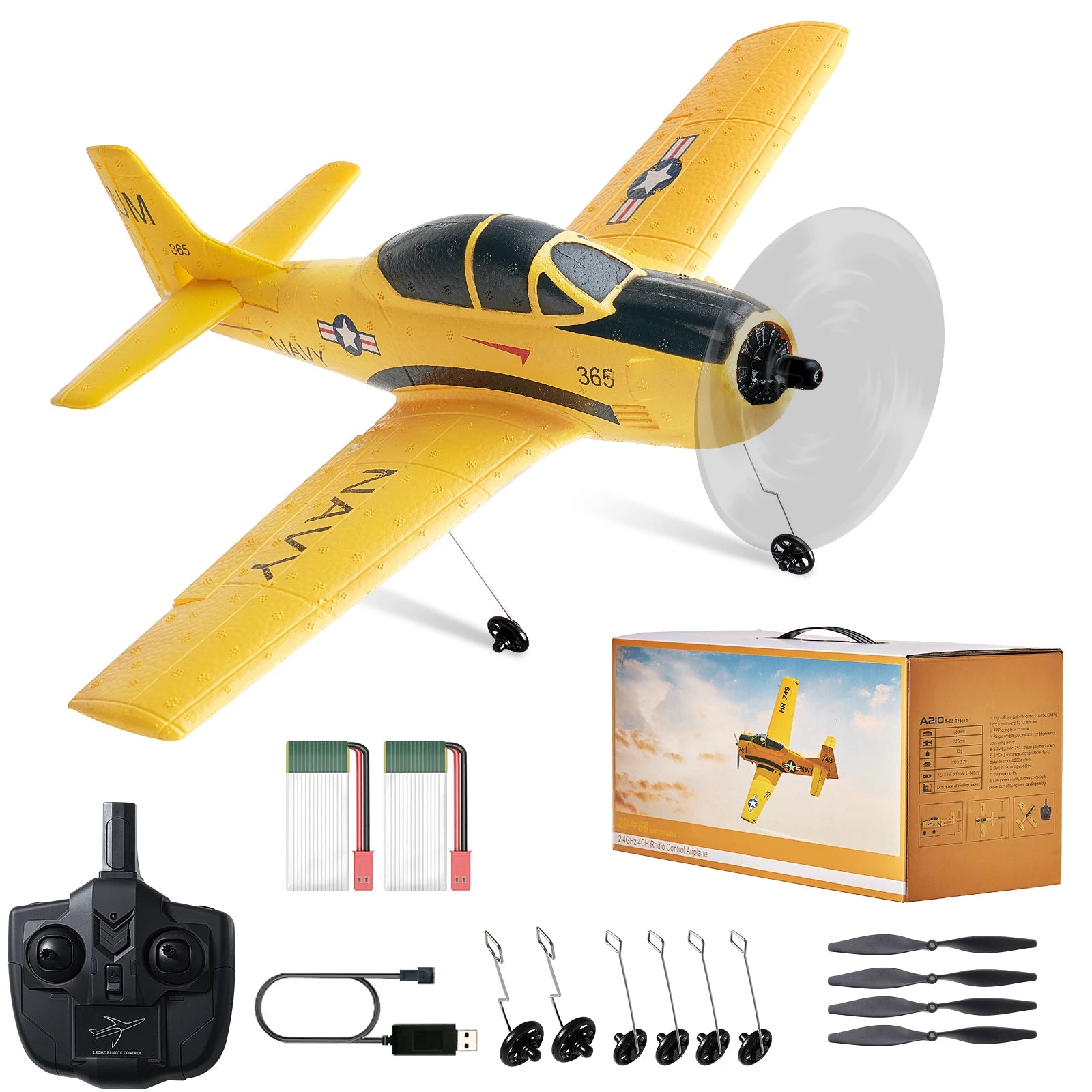 RC Plane 2.4G 4CH Remote Control Airplane with 6-Axis Gyro Stabilizer Aircraft Toy RC Glider for Kids Beginners Gifts