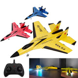 RC Foam Aircraft SU-35 SU-57 2.4G Aircraft with LED Wireless Electronic Control Glider Fixed Wing Aircraft Foam Boys Outdoor Toy