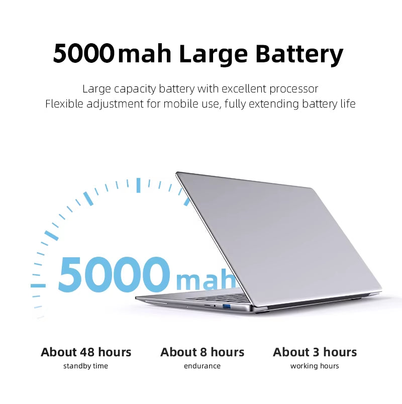 14.1Inch  Atom A3950 Laptop Computer Windows 11 Pro 2025 Notebook PC 12GB RAM 512GB 1TB SSD 1920*1080 Office Computer PC