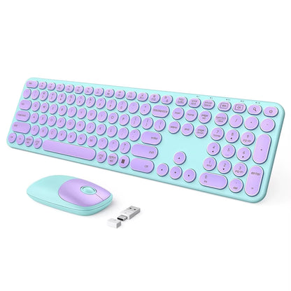 USB & Type C Wireless Keyboard and Mouse Combo for Win 7/8/10 Macbook Pro Air Laptop PC round Key Ergonomic Keyboards