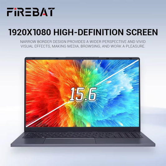 Firebat AT15 Laptop  N150 CPU 15.6 Inch 16GB RAM SSD 1TB Lightweight Business Windows 11 Pro Computer Notebook BT4.2 Wifi5