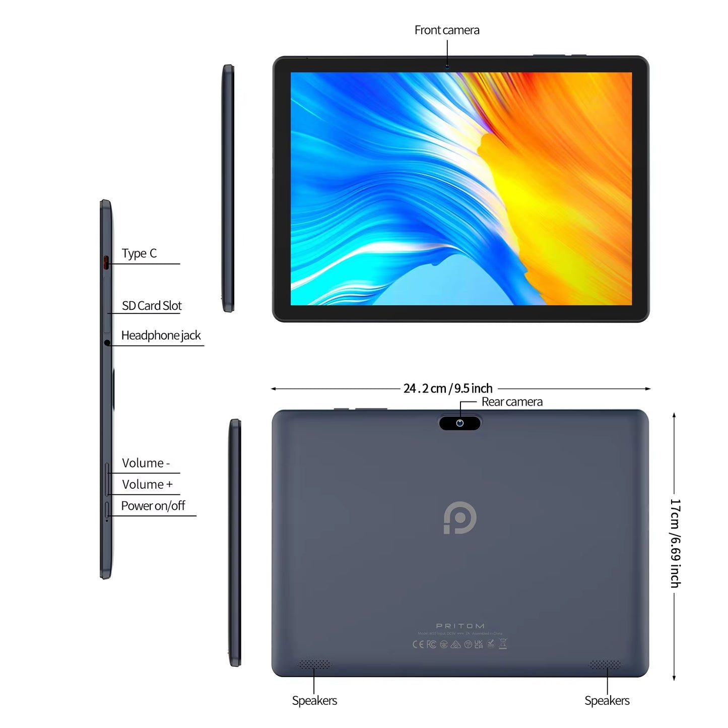 10.1 Inch Tablet PC Android 13 64 GB Quad Core Touch Screen Wifi with SIM Slot Support 3G Phone Call