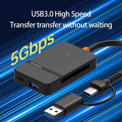 USB C 8-In-1 Card Reader Multi-Functional Card Reader Support SD/TF/CF/MS Card Read 5Gbps Write Read U Disk Flash Card Adapter