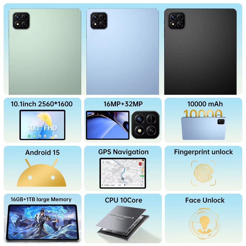 2025 New Pad 7S Pro Tablet PC 10.1" Global Edition 5G Dual SIM Android 15 Tablets 22GB+2TB Wifi GPS Children'S Kids Tab Tablet