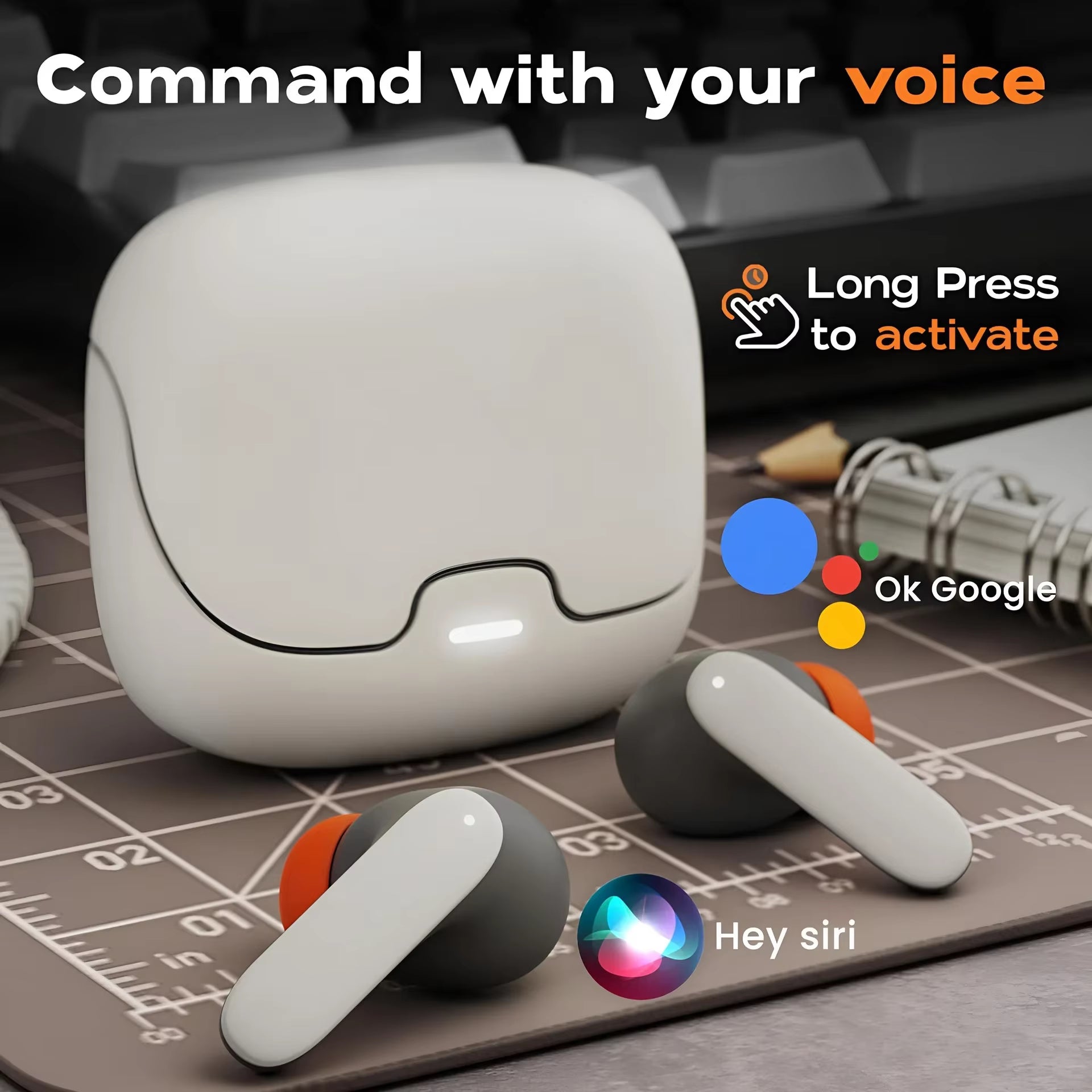 BT 5.4 TWS Wireless Earbuds Low Latency Game Earphones Microphone Noise Reduction Fast Charging Game Mode Listen Music Headset