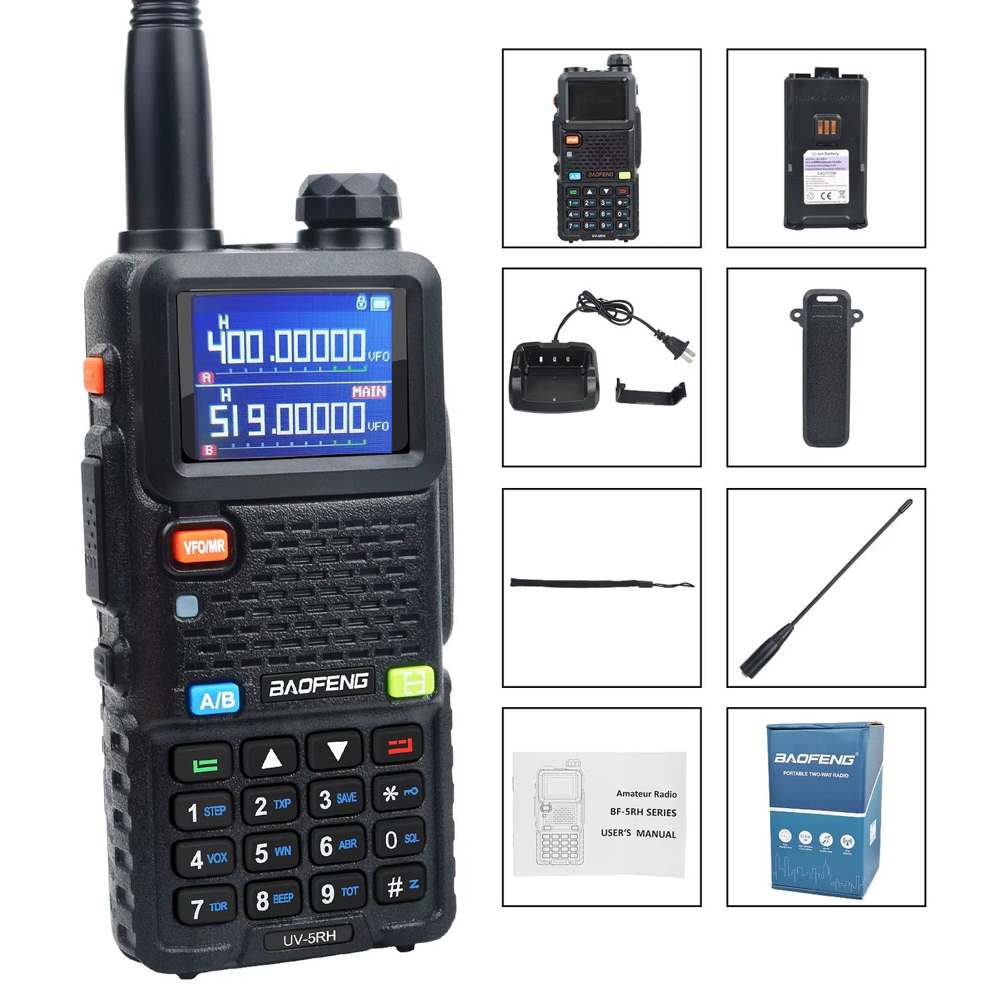 UV-5RH Tri-Band Walkie Talkie UHF 400-520Mhz Vhf136-174Mhz 200-260Mhz Wireless Fast Copy One Channel 7W 999Ch FM Radio