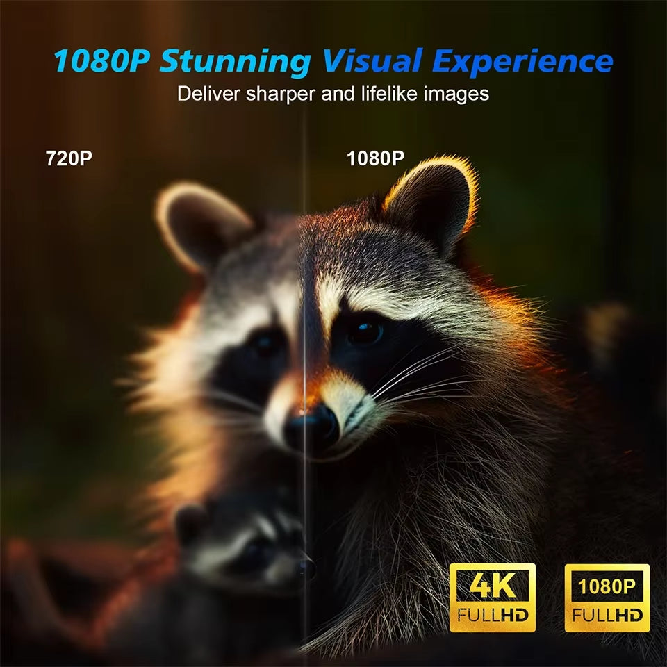 2025 New 4K Projector Built in 5W Speaker 1920*1080P Android 11 Home Theatre 10000 Lumens Wifi6 BT5.2 Outdoor Portable Projector