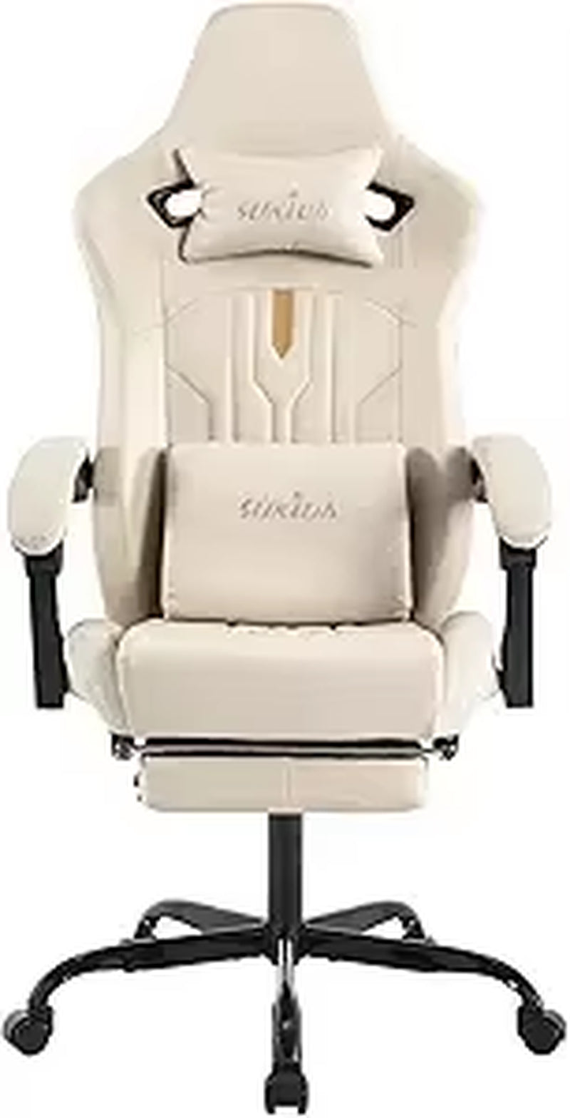 Ergonomic Massage Gaming Chair with Adjustable Rocker Recliner, Lumbar Cushion, and Footrest for Comfortable Video Gaming Experi