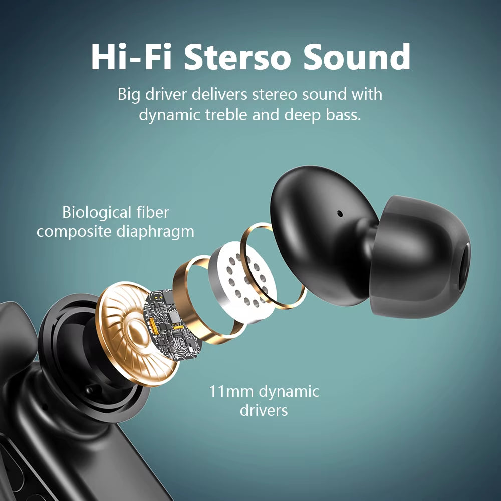 T68 Deep Bass Wireless Earbuds Bluetooth 5.3 TWS Earphones In-Ear LED Display Waterproof True Earphones for Work Gym Sports