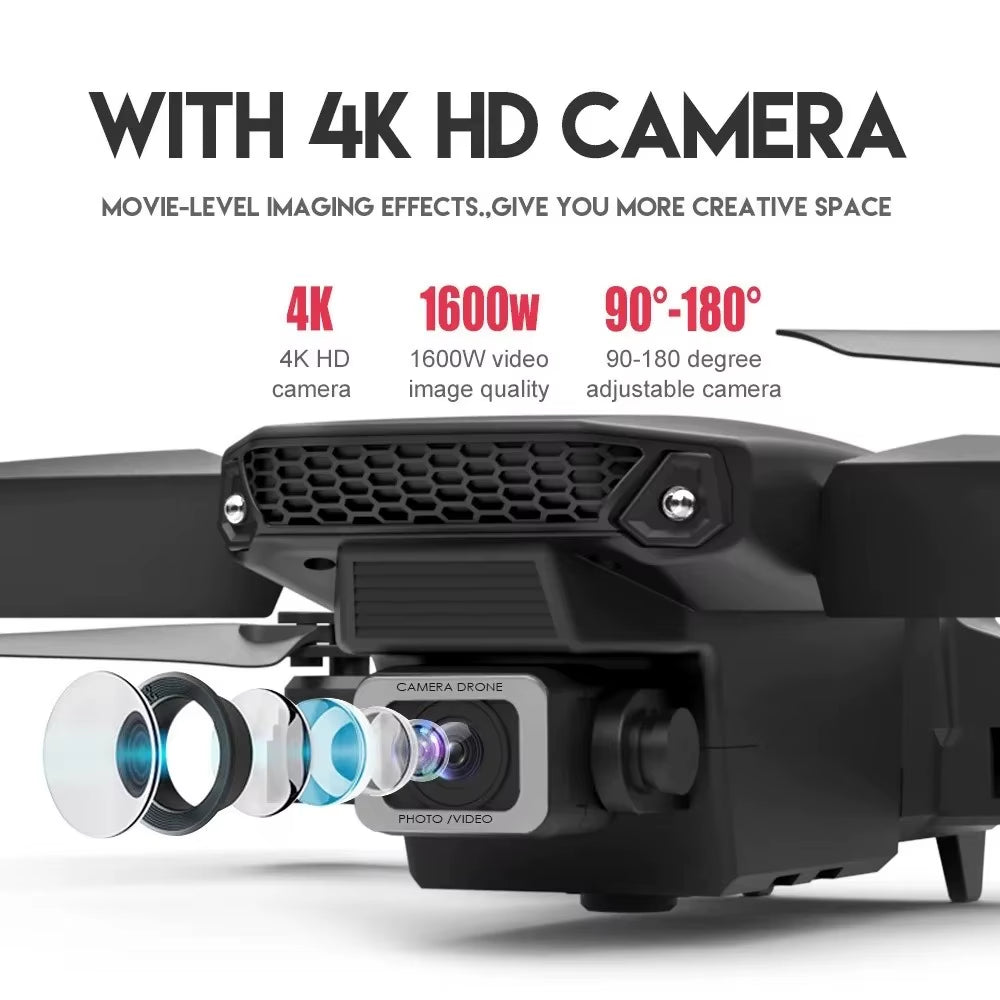 RC Drone New E88Pro 4K Professinal 2 Batteries with 1080P Wide Angle Dual HD Camera Foldable RC Helicopter WIFI FPV Height Hold