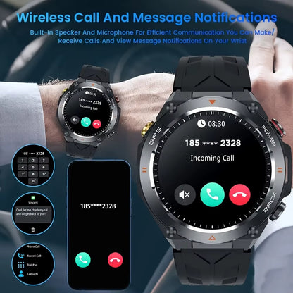 2025 Built-In GPS Smart Watch Bluetooth Call 1ATM Waterpro Military Sports Fitness Tracker Smartwatch for Men