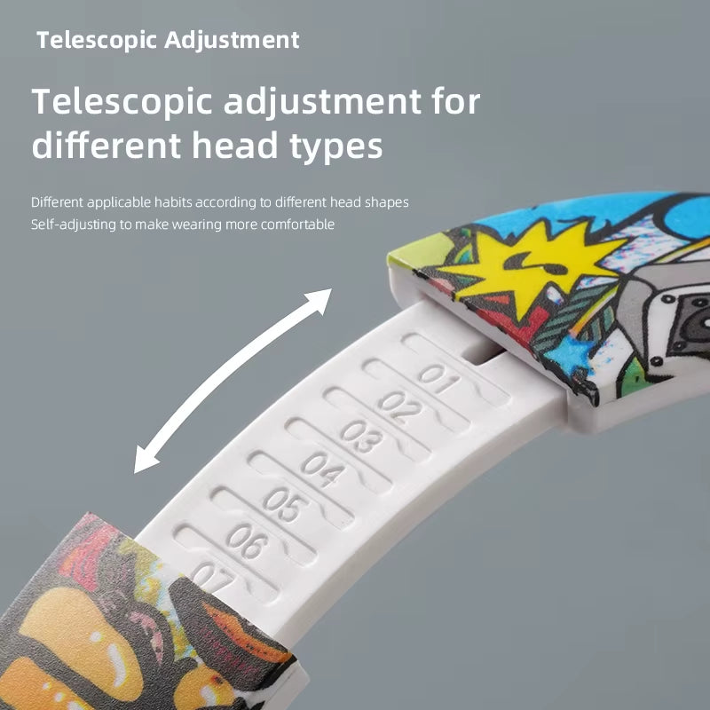 Graffiti Bluetooth Headphones Wireless LED Light Game Doodle Wireless Headsets with Mic for Kids Boy Girl Gift Support TF Card