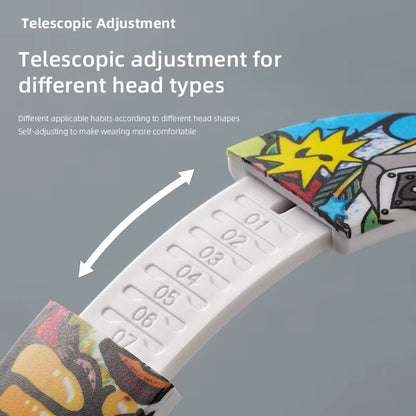 Graffiti Bluetooth Headphones Wireless LED Light Game Doodle Wireless Headsets with Mic for Kids Boy Girl Gift Support TF Card