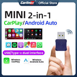 New  Android Auto Wireless Adapter Mini Box Smart Tv Box Carplay Android Auto 2 In1 Fast Connect for Toyota Mazda Audi