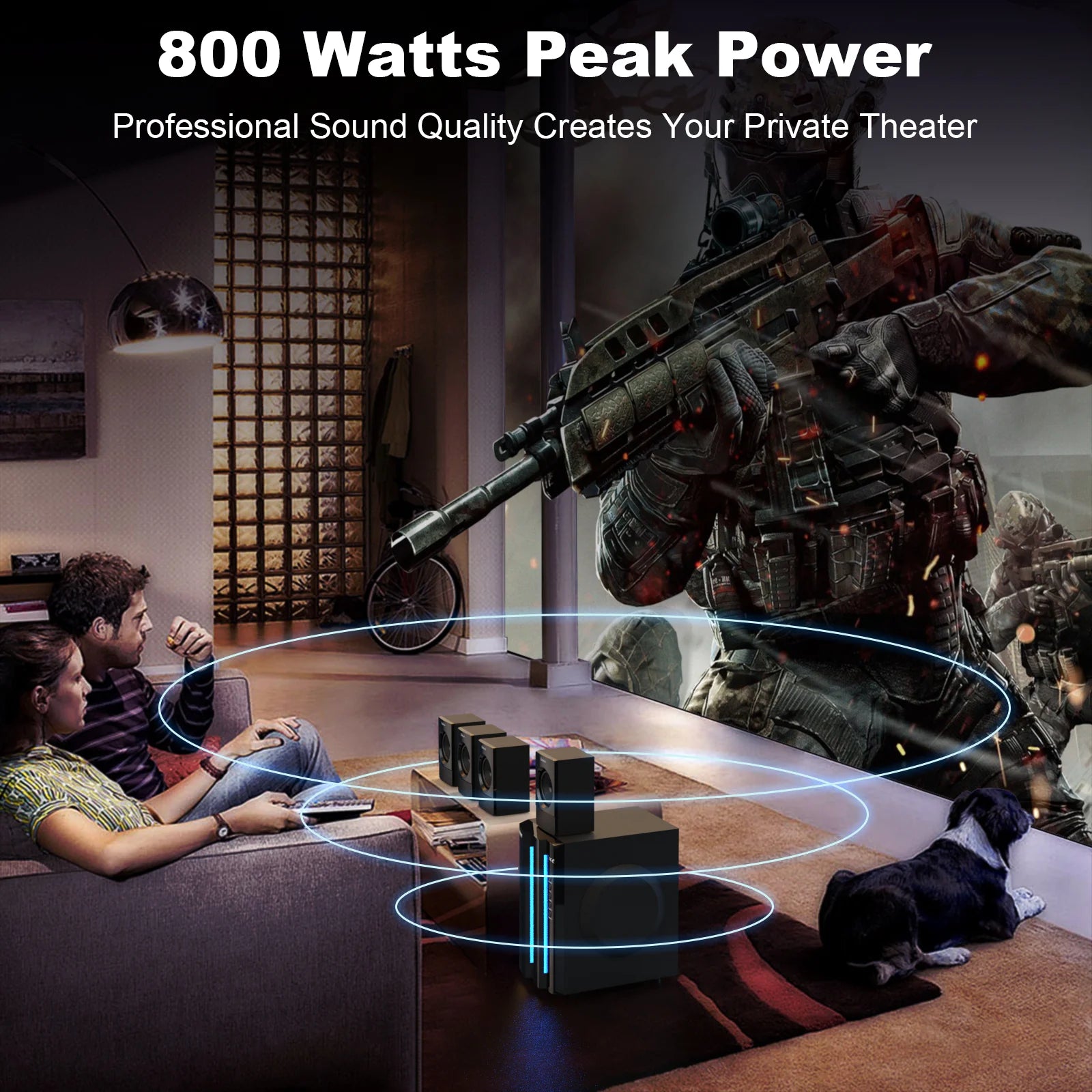Surround Sound Systems Home Theater System - 800 Watts Peak Power 6.5" Subwoofer 5.1/2.1 Wired Stereo Speakers