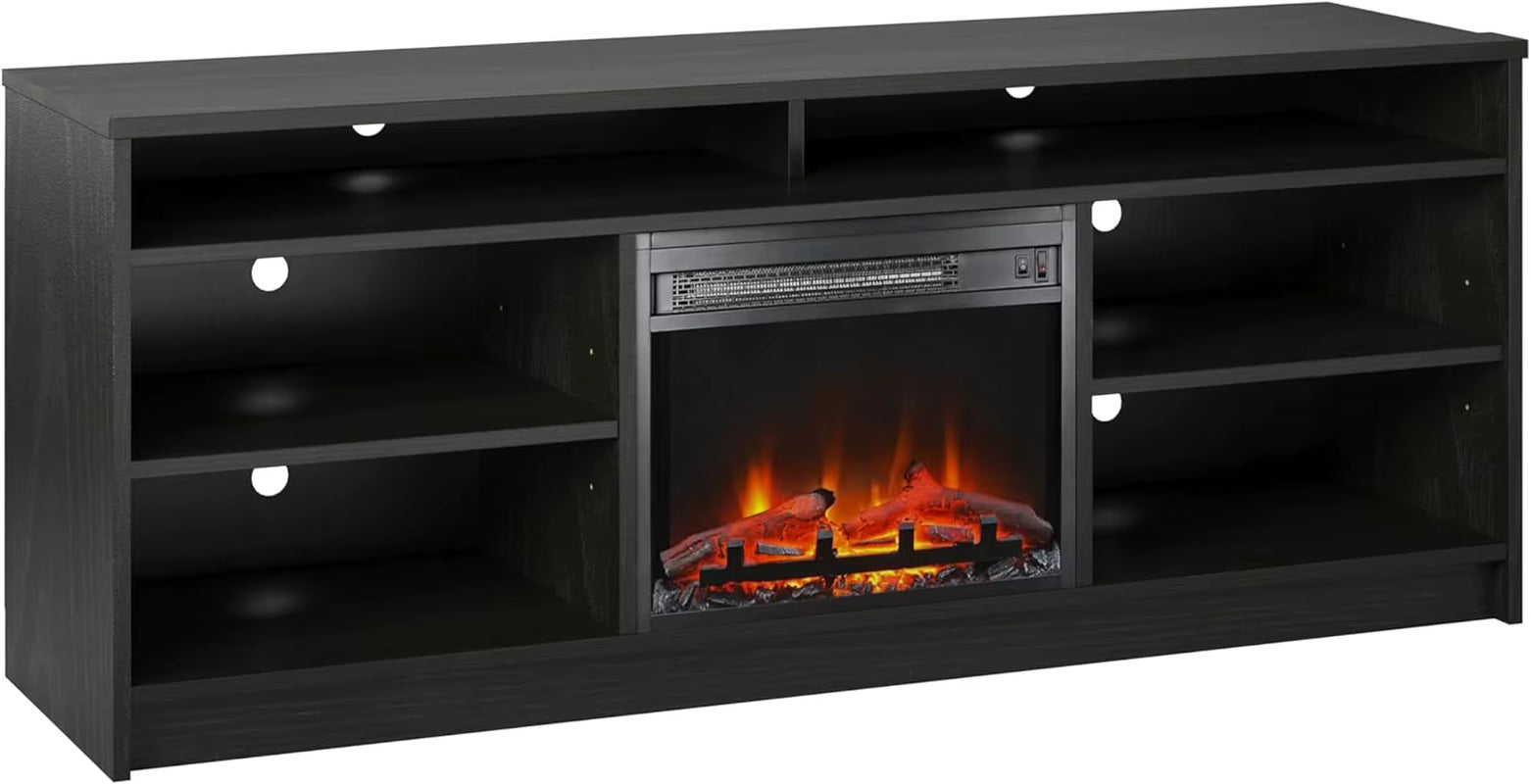 Hendrix Fireplace TV Stand for Tvs up to 65 Inch, Replaceable Electric Fireplace Insert Heater, Realistic Log and Flame Effect,
