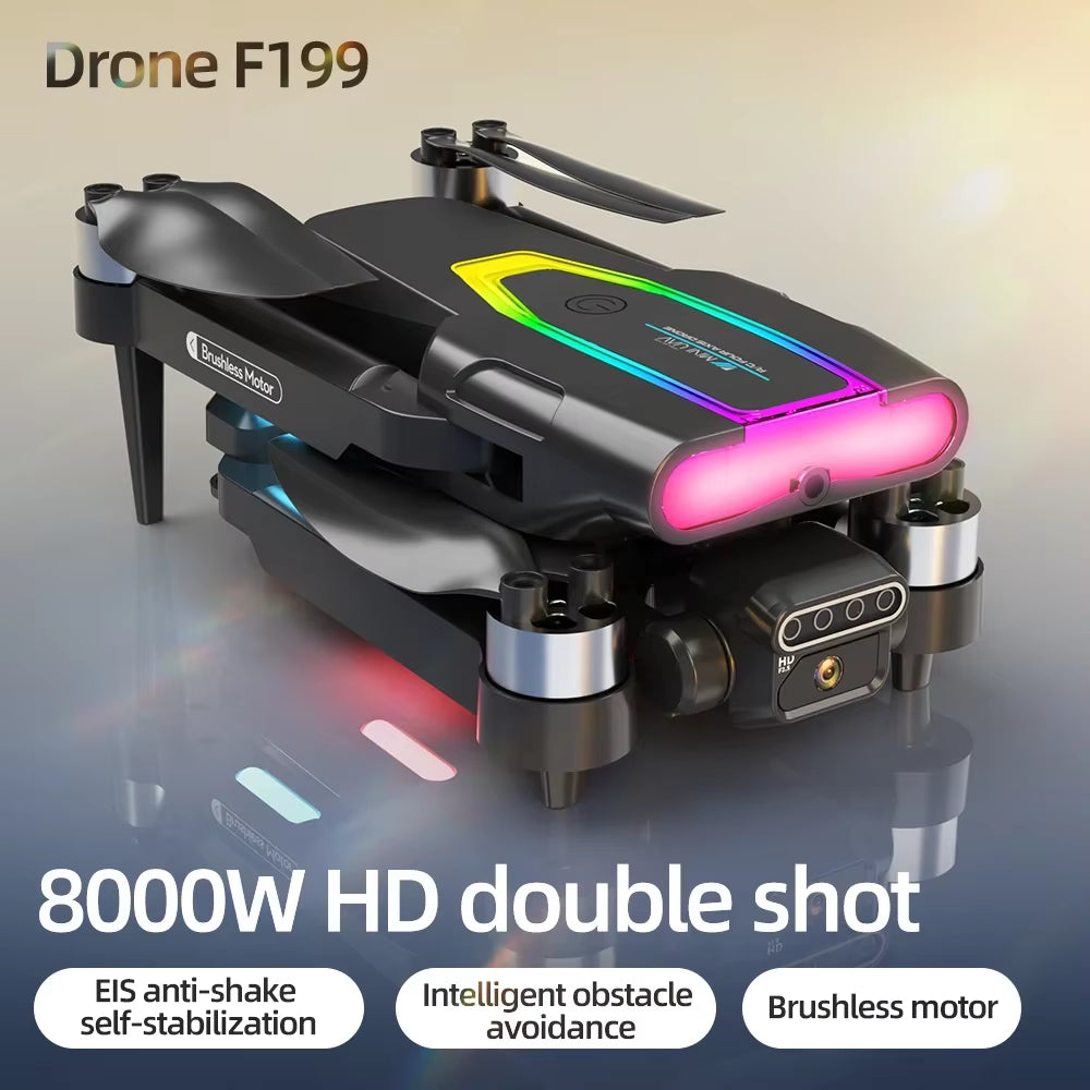 2025 New F199 RC Drone 4K Professinal with Wide Angle Triple HD Camera Foldable RC Helicopter WIFI FPV Height Hold Aircraft