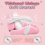 Cute Pink Gaming Chair with Cat Ears & Paw Lumbar Cushion, Ergonomic Reclining PC Chair for Girls with Footrest