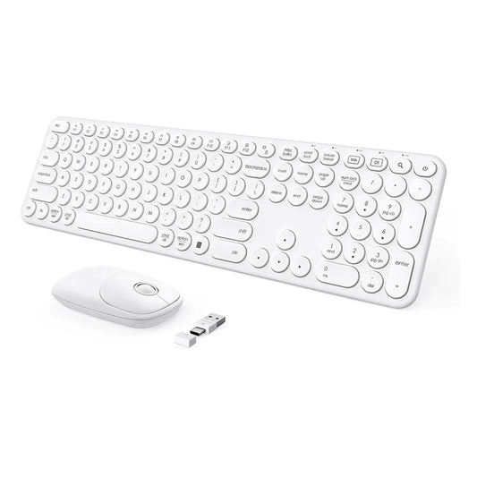 USB & Type C Wireless Keyboard and Mouse Combo for Win 7/8/10 Macbook Pro Air Laptop PC round Key Ergonomic Keyboards