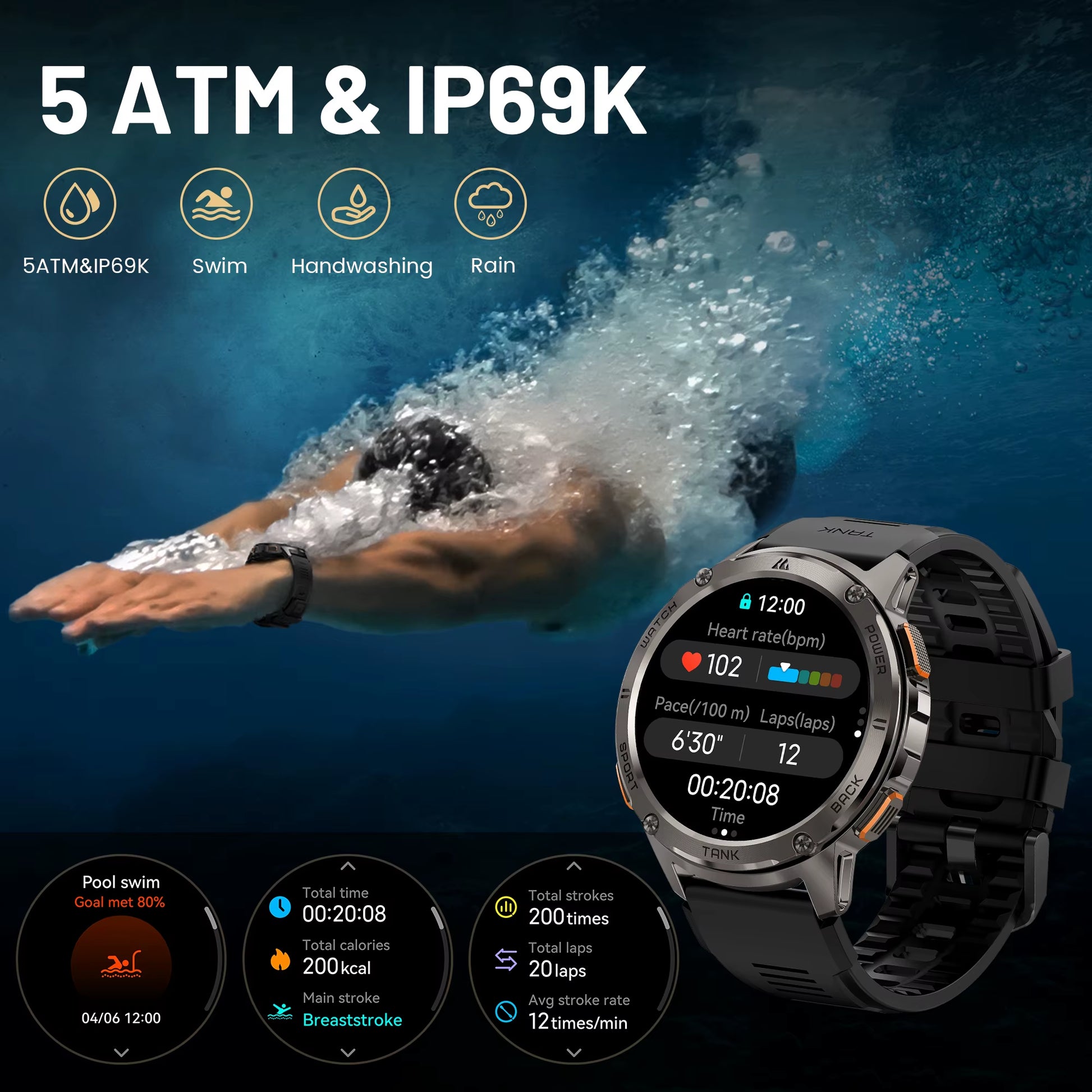 Original  TANK T3 Smart Watch for Men Military Smartwatch Women Digital Fitness Watches AMOLED AI Voice AOD Bluetooth