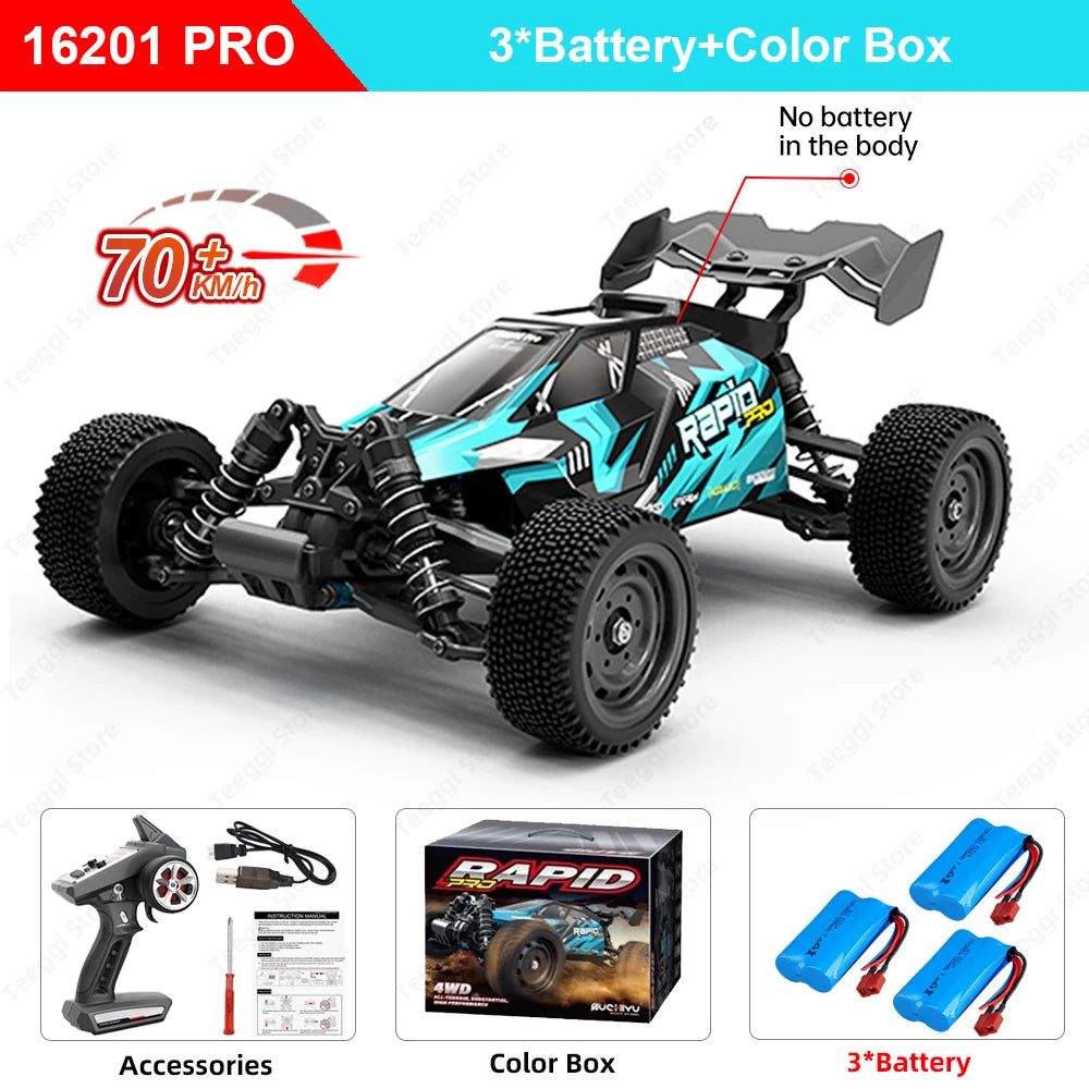 16101 /16102 PRO 1:16 High Speed RC Car with LED Light Drift 70KM/H 4WD RC Off-Road Car Monster Truck Toy for Kid Gifts
