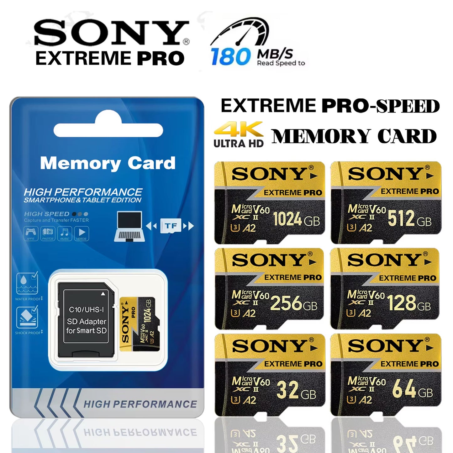 Extreme Pro Micro TF SD Card 128GB SD Memory Card High Speed 256GB 512GB 1TB A2 U3 Mini Flash Cards for Phone Camera PC