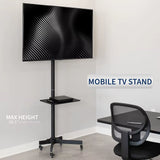 Mobile Tv Cart for 13 to 60 H Screens up to 55 Lbs, Lcd Led Oled 4K Smart Flat and Curved Panels, Rolling Stand with Laptop Dvd
