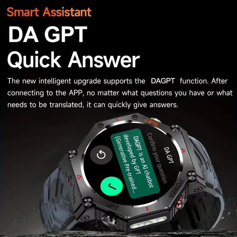 GPS Smart Watch Men Built-In GPS Bluetooth Call AI GPT Fitness Tracker Waterproof Military Sports Smartwatch for Men