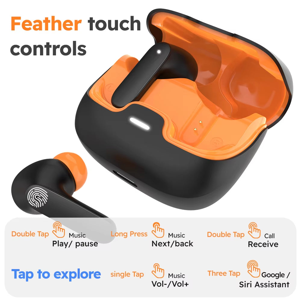 Bluetooth 5.4 TWS Wireless Bluetooth Earphones Ultra-Low Latency Dual Microphone ENC Noise Cancelling in Ear Bluetooth Earphones