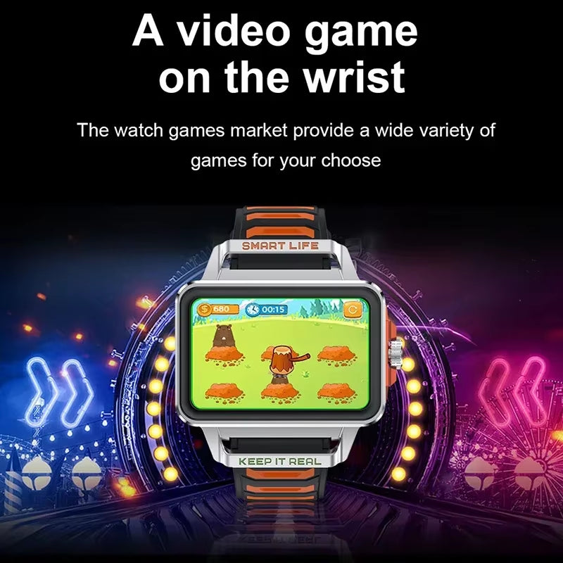 Hip Hop Fashion Personality Smart Watch 1.57-Inch HD Screen 24H Continuous Heart Rate Sleep Monitor Game Waterproof Smartwatch